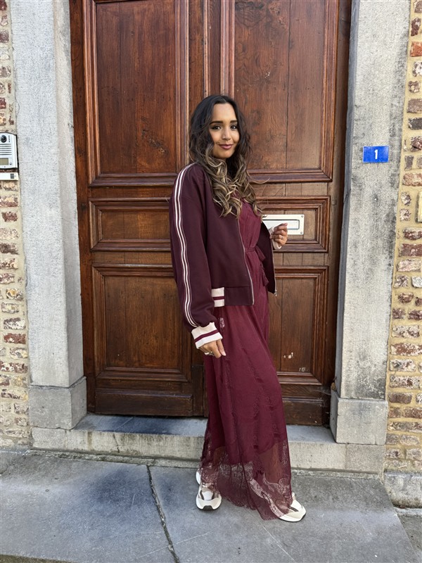 Maxi Lace Dress 3465 Bordeaux