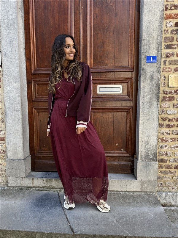 Maxi Lace Dress 3465 Bordeaux