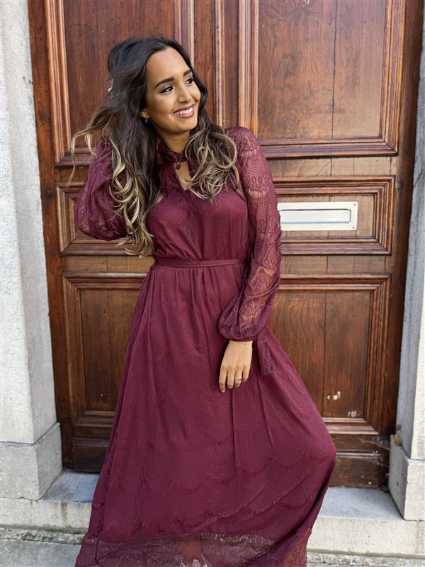 Maxi Lace Dress 3465 Bordeaux
