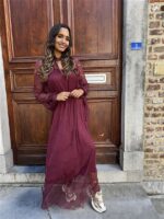 Maxi Lace Dress 3465 Bordeaux