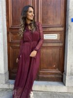 Maxi Lace Dress 3465 Bordeaux