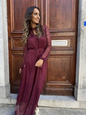 Maxi Lace Dress 3465 Bordeaux