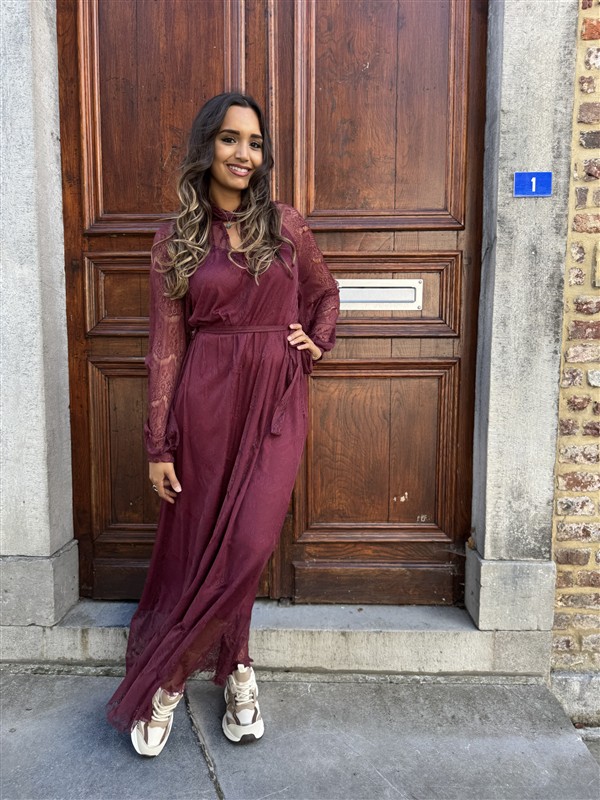Maxi Lace Dress 3465 Bordeaux