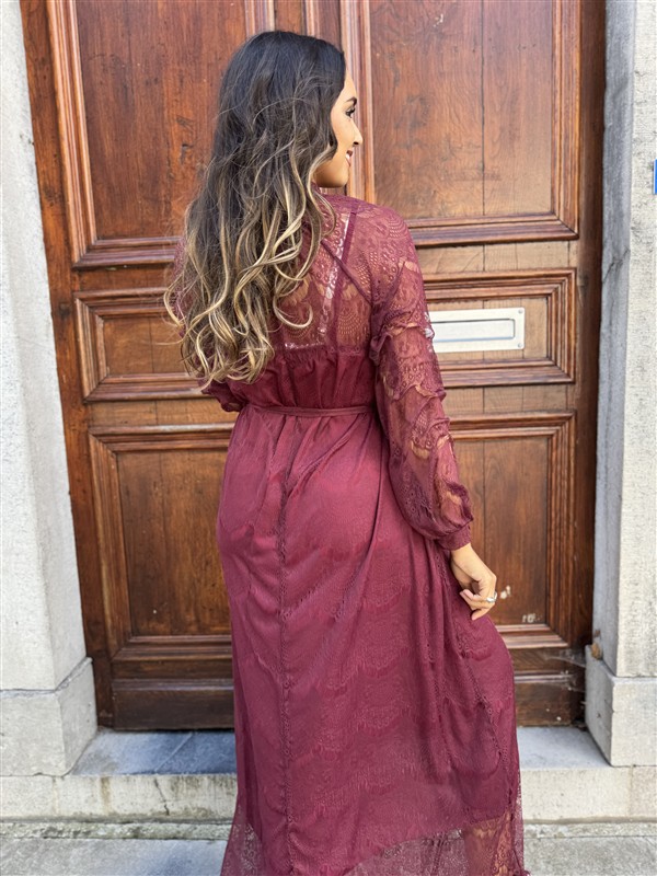 Maxi Lace Dress 3465 Bordeaux