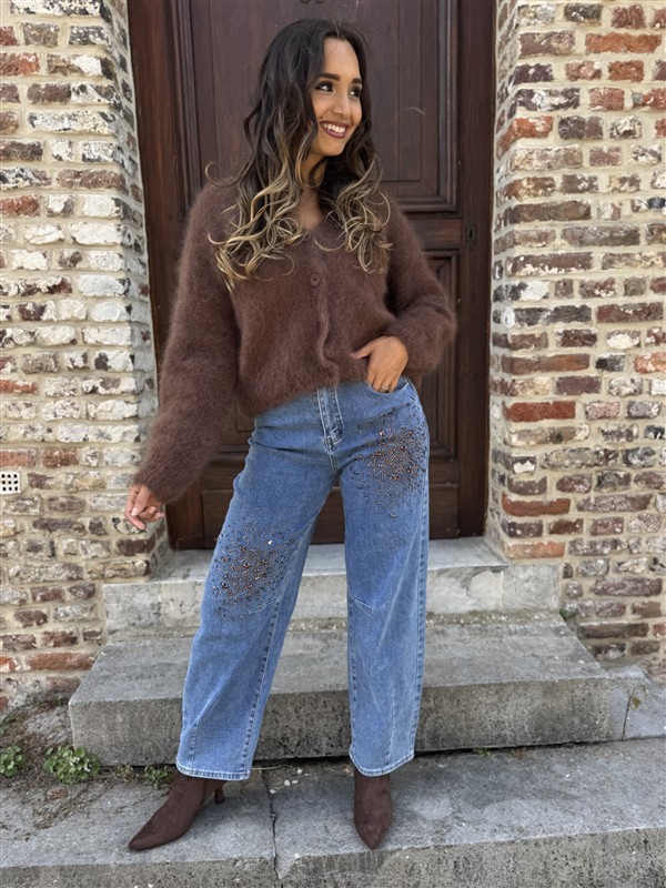 Jeans Strass Stenen + Buisjes Parels