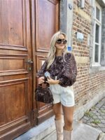 Bow Blouse Leopard Burgundy