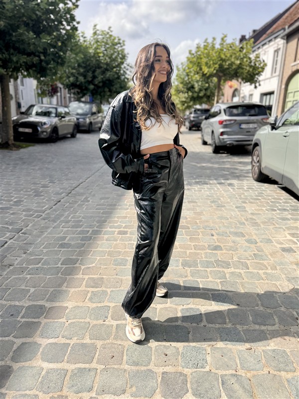 Leatherloook Broek Balloon Ld3347 Zwart