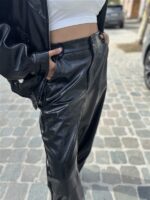 Leatherloook Broek Balloon Ld3347 Zwart