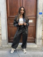 Leatherloook Broek Balloon Ld3347 Zwart