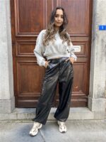 Leatherloook Broek Balloon Ld3347 Zwart