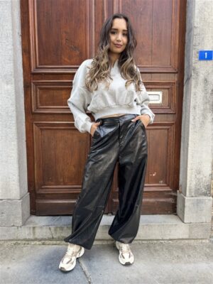 Leatherloook Broek Balloon Ld3347 Zwart