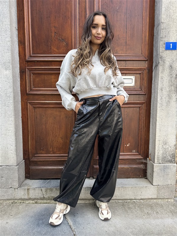 Leatherloook Broek Balloon Ld3347 Zwart
