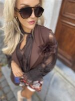 Blaze 36362 Z.mouw Flower Broche Choco