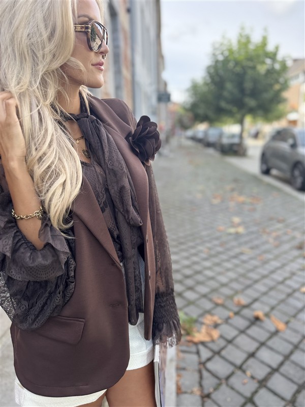 Blaze 36362 Z.mouw Flower Broche Choco