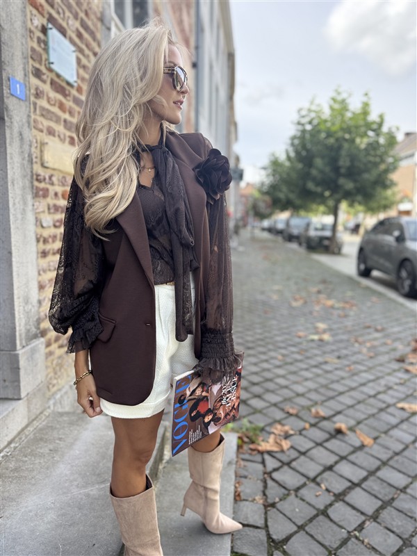 Blaze 36362 Z.mouw Flower Broche Choco