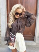 Lace Bow Blouse Ld3464 Bruin