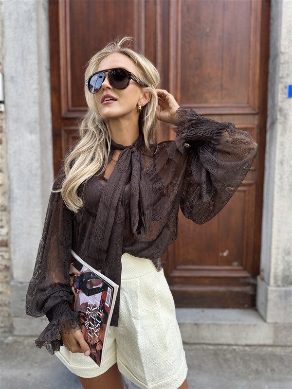 Lace Bow Blouse Ld3464 Bruin