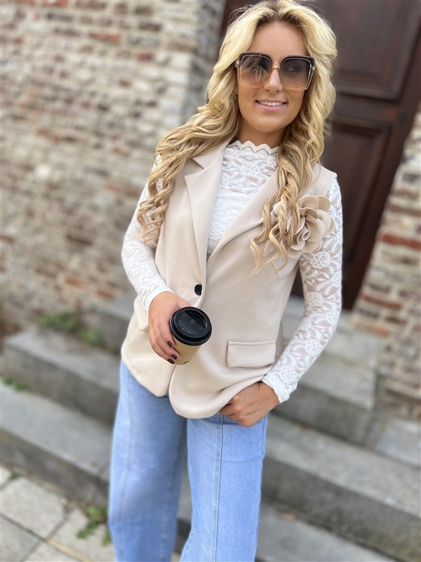 Lace Top M13191 Wit Long Sleeve