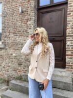 Blaze 36362 Z.mouw Flower Broche Beige