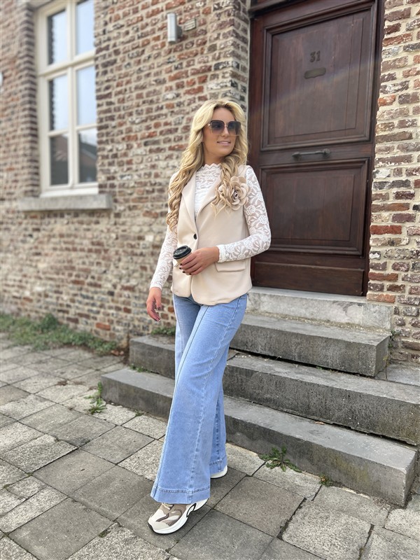 Blaze 36362 Z.mouw Flower Broche Beige