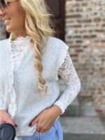 Knit Gilet Yp1700 Lace Boord + Knoopjes
