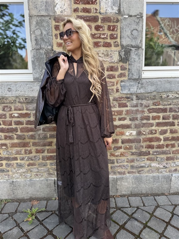 Maxi Lace Dress 3465 Choco