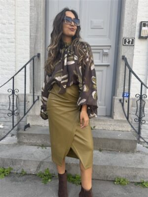 Leatherlook Skirt Front Split Lemon