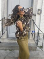 Leatherlook Skirt Front Split Lemon