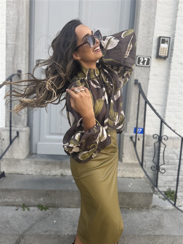 Leatherlook Skirt Front Split Lemon