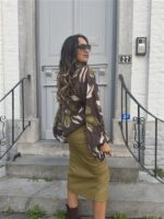 Leatherlook Skirt Front Split Lemon