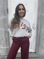 Sweater Paris Color Broderie Grijs