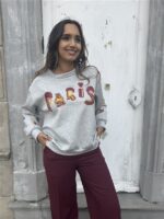 Sweater Paris Color Broderie Grijs