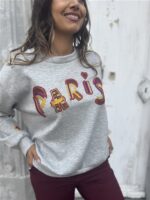 Sweater Paris Color Broderie Grijs