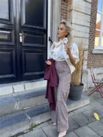 Carreaux Pantalon Ld3526 Burgundy