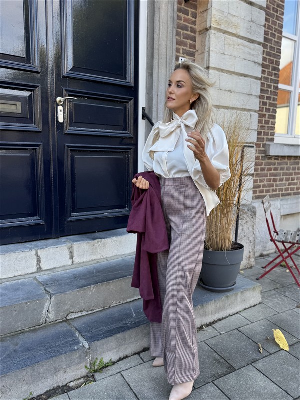 Carreaux Pantalon Ld3526 Burgundy