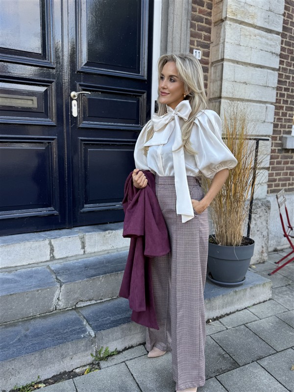 Carreaux Pantalon Ld3526 Burgundy