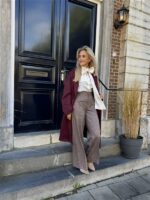 Carreaux Pantalon Ld3526 Burgundy