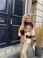 Vest Camel Bordeaux Vakken +stiksel