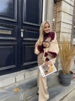 Vest Camel Bordeaux Vakken +stiksel