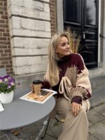 Vest Camel Bordeaux Vakken +stiksel