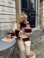 Vest Camel Bordeaux Vakken +stiksel