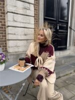 Vest Camel Bordeaux Vakken +stiksel