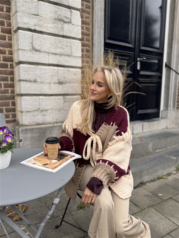 Vest Camel Bordeaux Vakken +stiksel