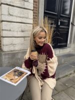 Vest Camel Bordeaux Vakken +stiksel