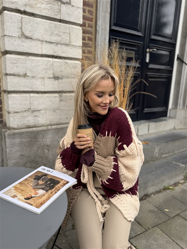 Vest Camel Bordeaux Vakken +stiksel