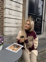 Vest Camel Bordeaux Vakken +stiksel