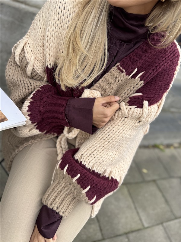 Vest Camel Bordeaux Vakken +stiksel