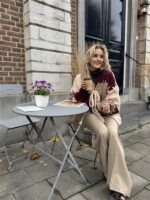 Vest Camel Bordeaux Vakken +stiksel