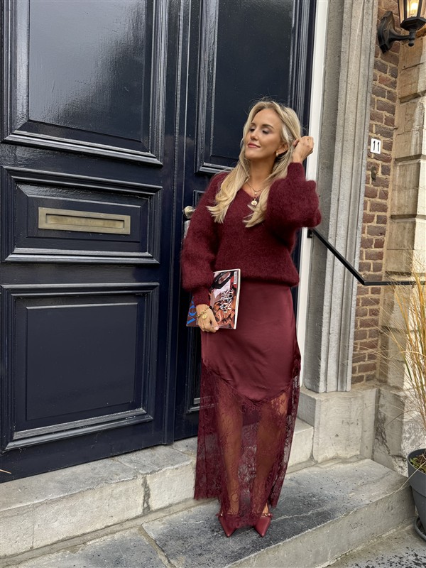 Maxi Satin Skirt Lace Onder G033076