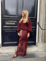 Maxi Satin Skirt Lace Onder G033076